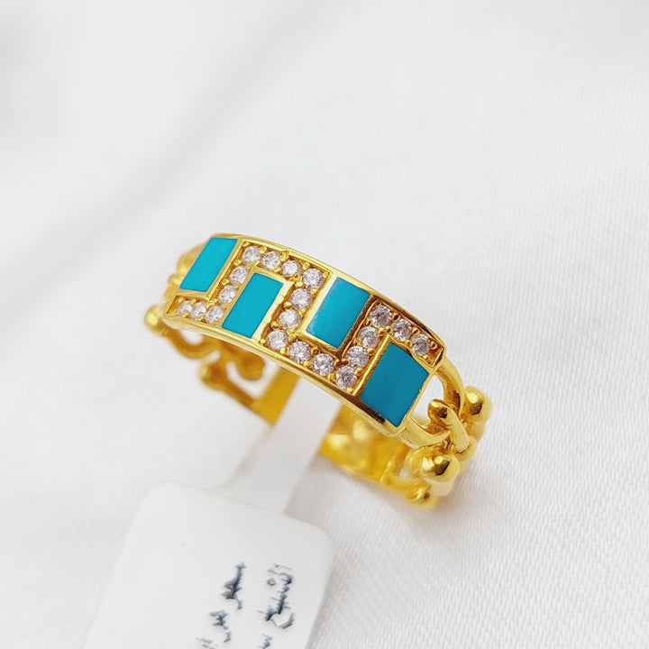 21K Gold Enamel Zirconia Ring by Saeed Jewelry - Image 3