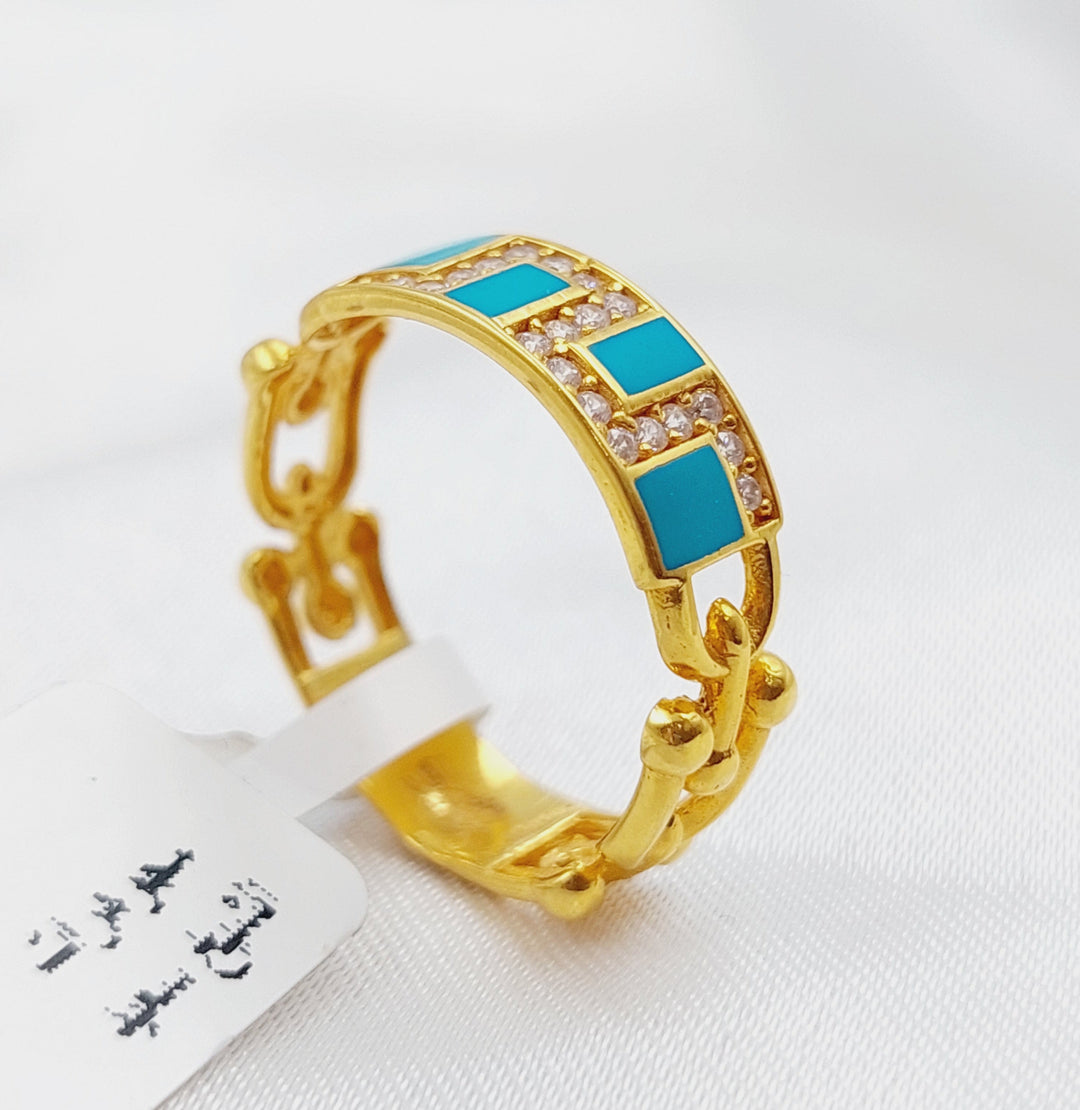 21K Gold Enamel Zirconia Ring by Saeed Jewelry - Image 1