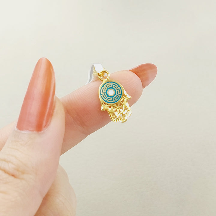 21K Gold Enamel's Hand Pendant by Saeed Jewelry - Image 2