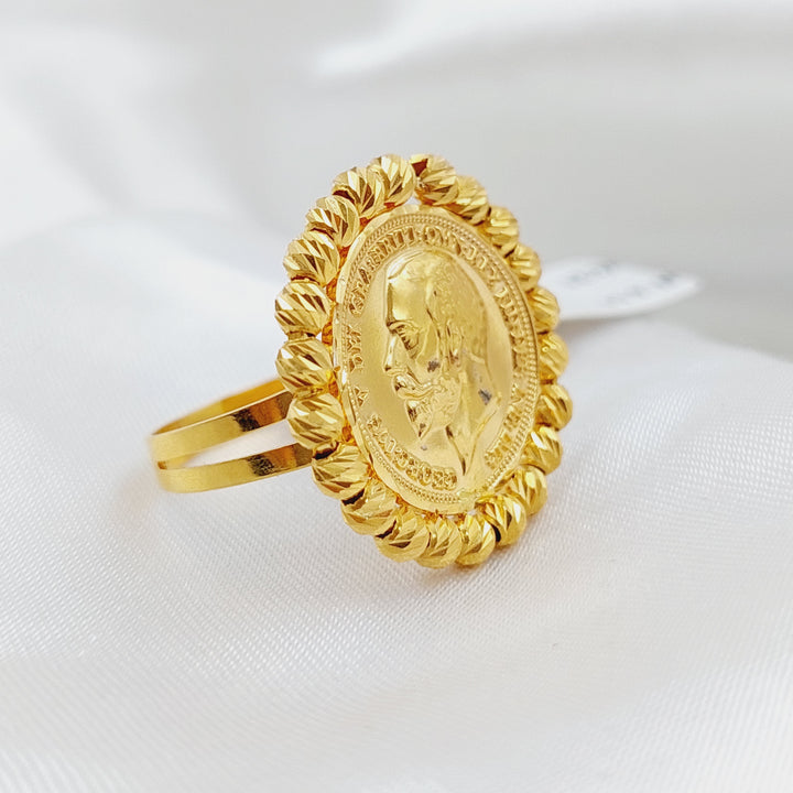 21K Gold English Lira Fancy Ring by Saeed Jewelry - Image 5