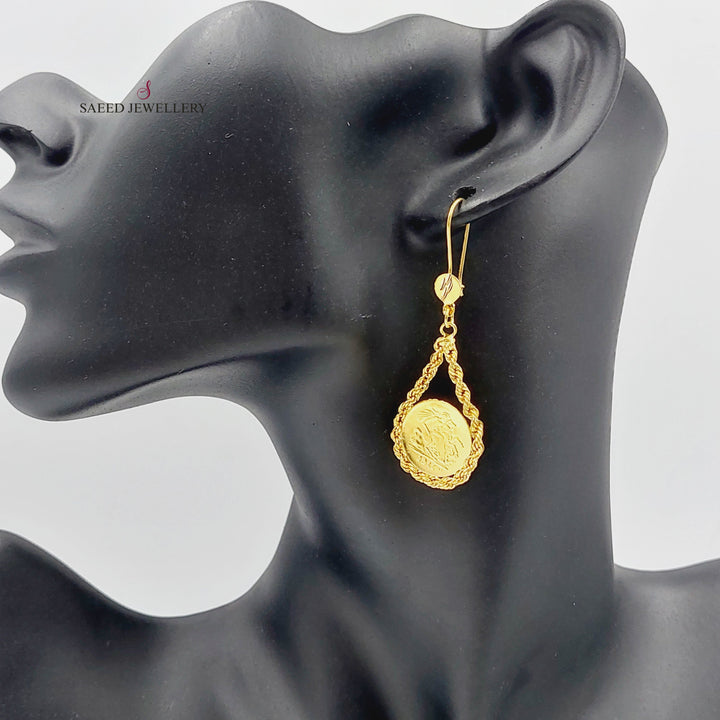 21K Gold English Lira Model Earrings by Saeed Jewelry - Image 2