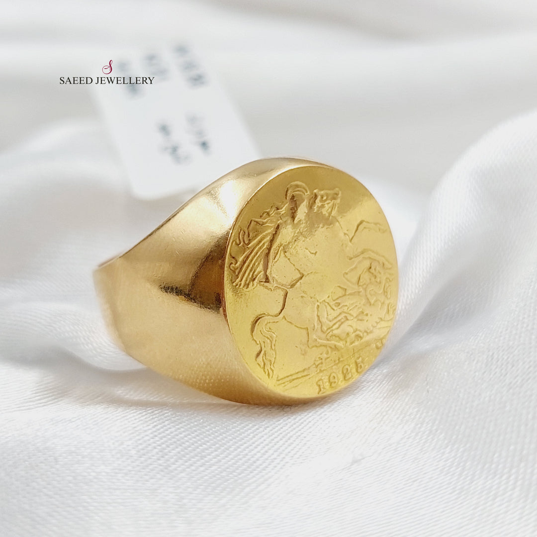 21K Gold English Lira Model Men's Ring by Saeed Jewelry - Image 1