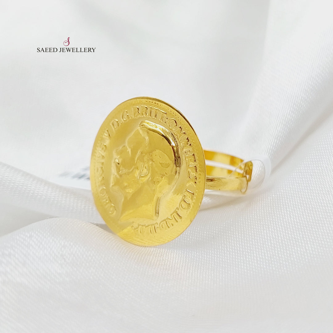 21K Gold English Lira Model Ring by Saeed Jewelry - Image 6