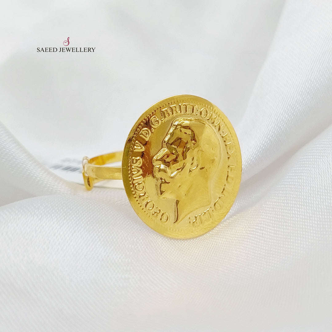 21K Gold English Lira Model Ring by Saeed Jewelry - Image 5