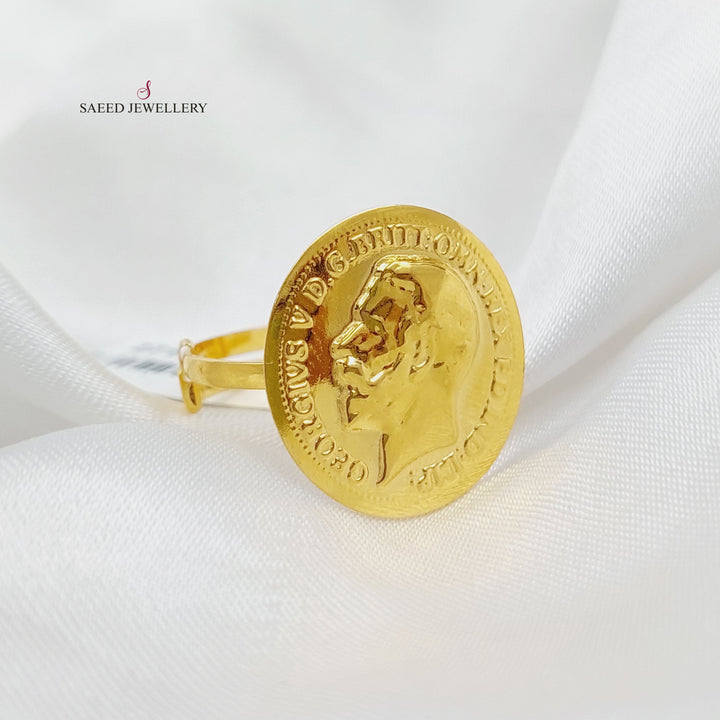 21K Gold English Lira Model Ring by Saeed Jewelry - Image 5