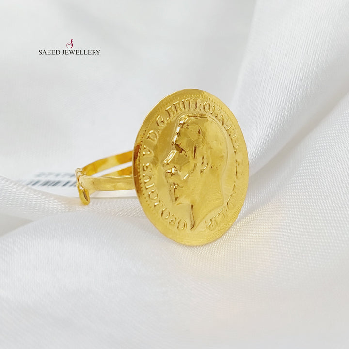 21K Gold English Lira Model Ring by Saeed Jewelry - Image 1