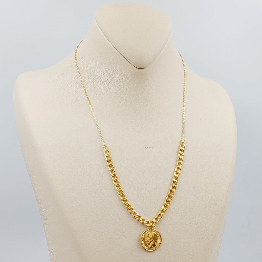 21K Gold English Lira Necklace by Saeed Jewelry - Image 2