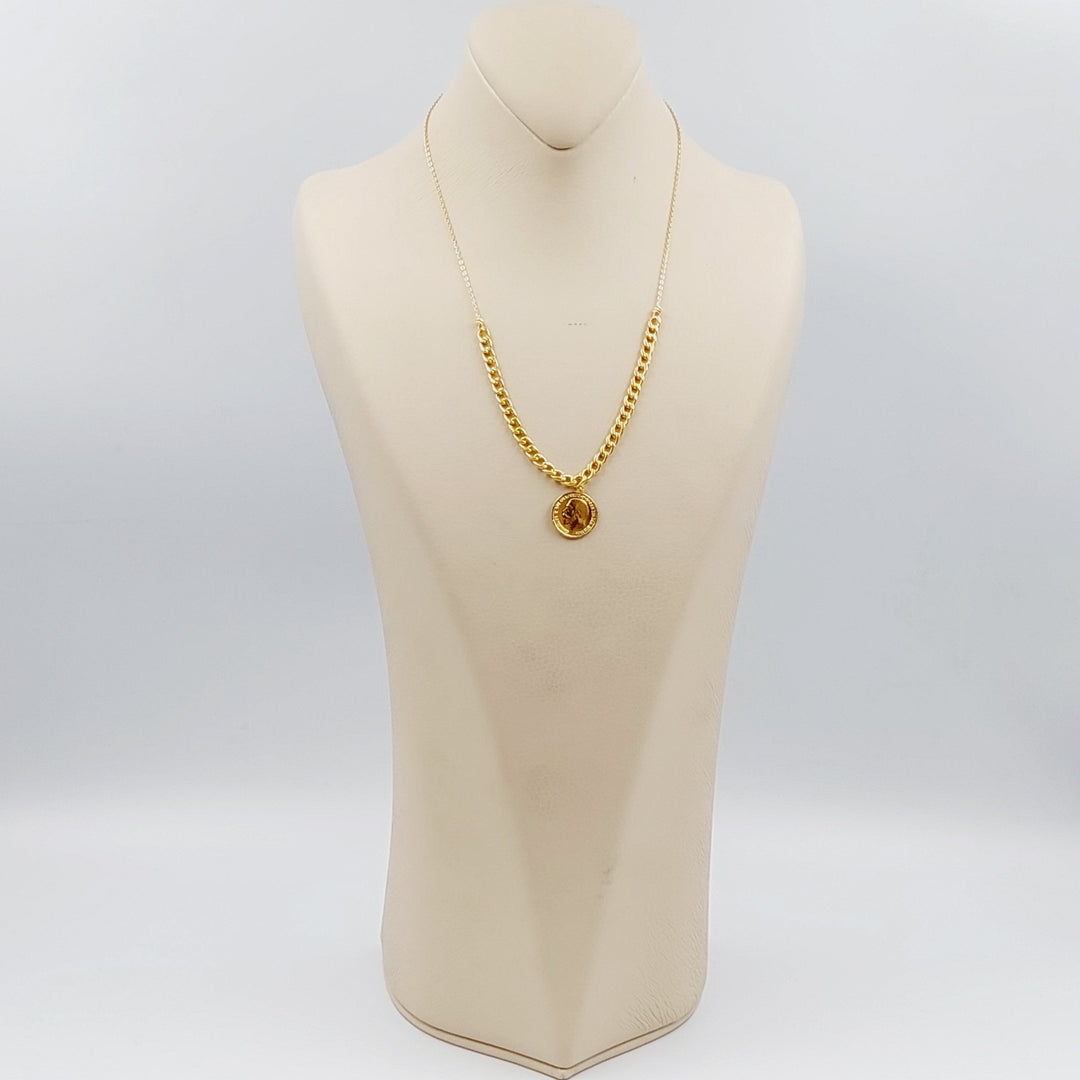 21K Gold English Lira Necklace by Saeed Jewelry - Image 3