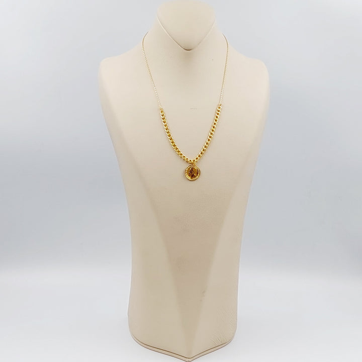 21K Gold English Lira Necklace by Saeed Jewelry - Image 3