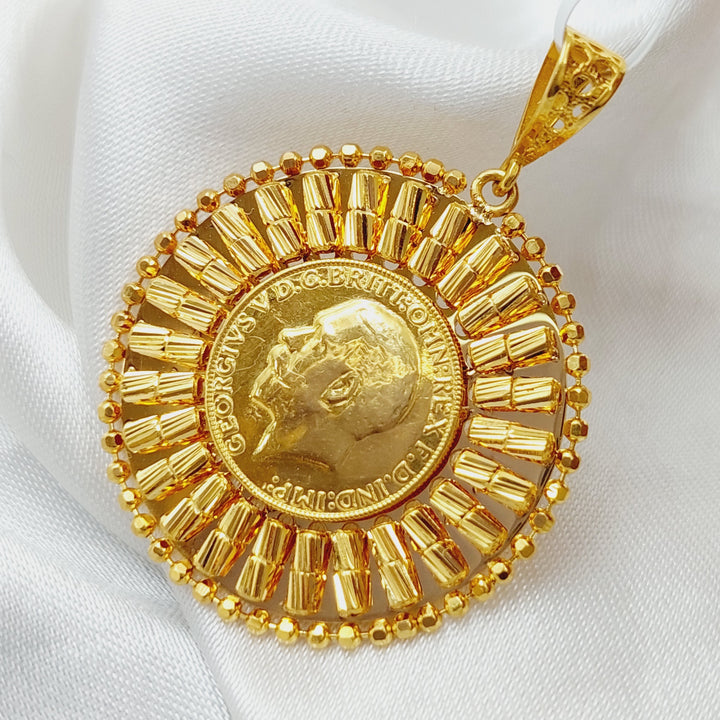 21K Gold English Lira Pendant by Saeed Jewelry - Image 3