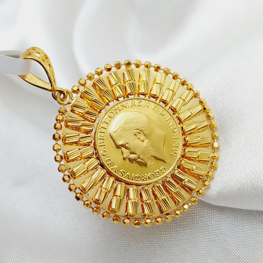 21K Gold English Lira Pendant by Saeed Jewelry - Image 4