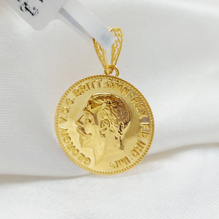 21K Gold English Lira Pendant by Saeed Jewelry - Image 3