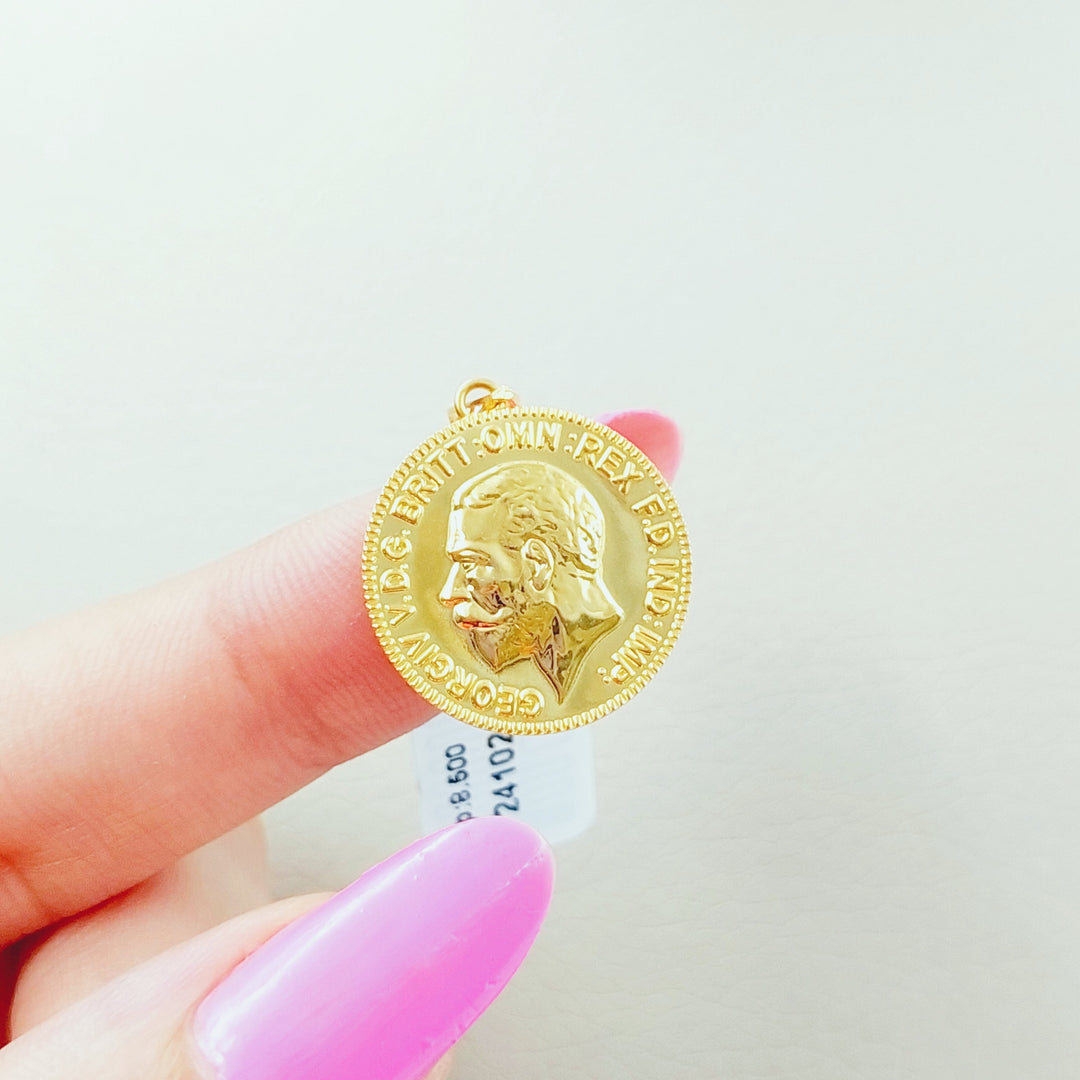 21K Gold English Lira Pendant by Saeed Jewelry - Image 9