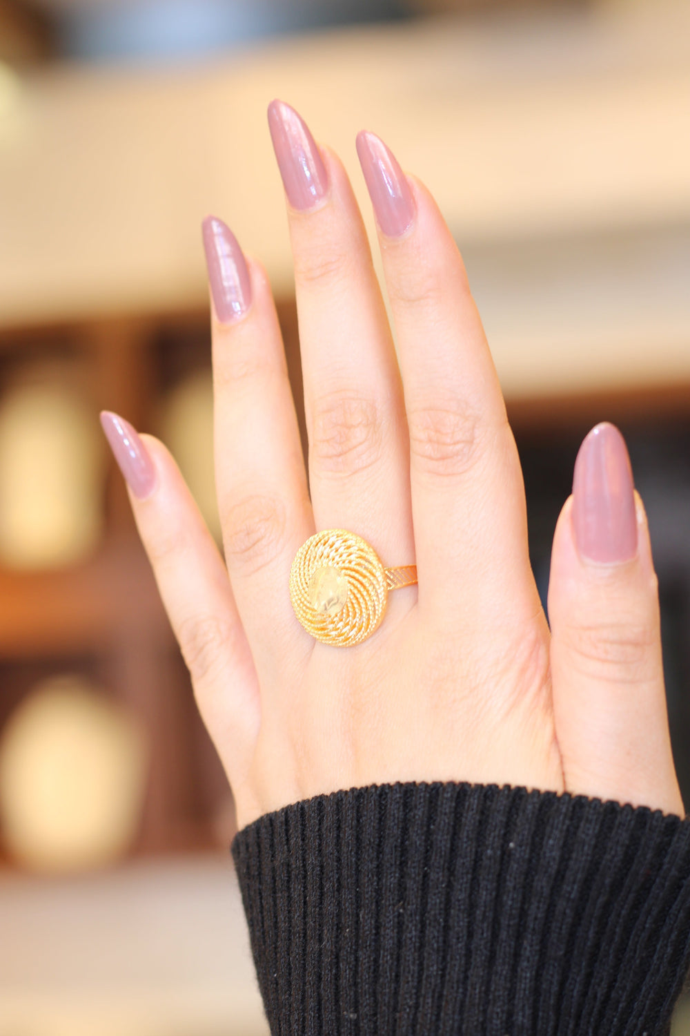 21K Gold English Lira Ring by Saeed Jewelry - Image 2