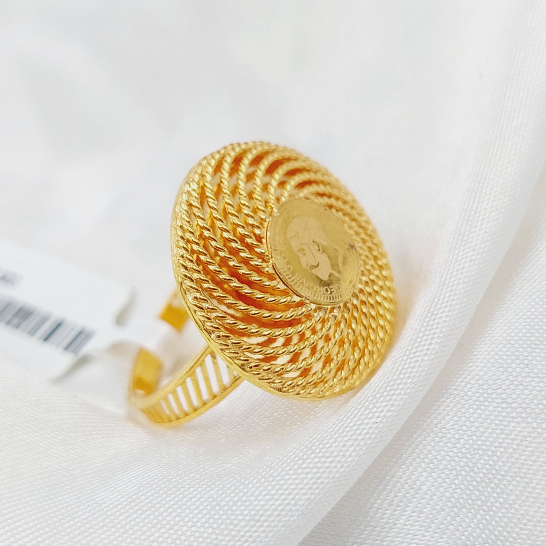 21K Gold English Lira Ring by Saeed Jewelry - Image 6