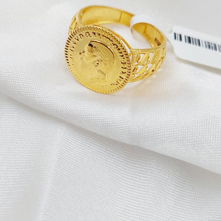 21K Gold English Lira Ring by Saeed Jewelry - Image 9