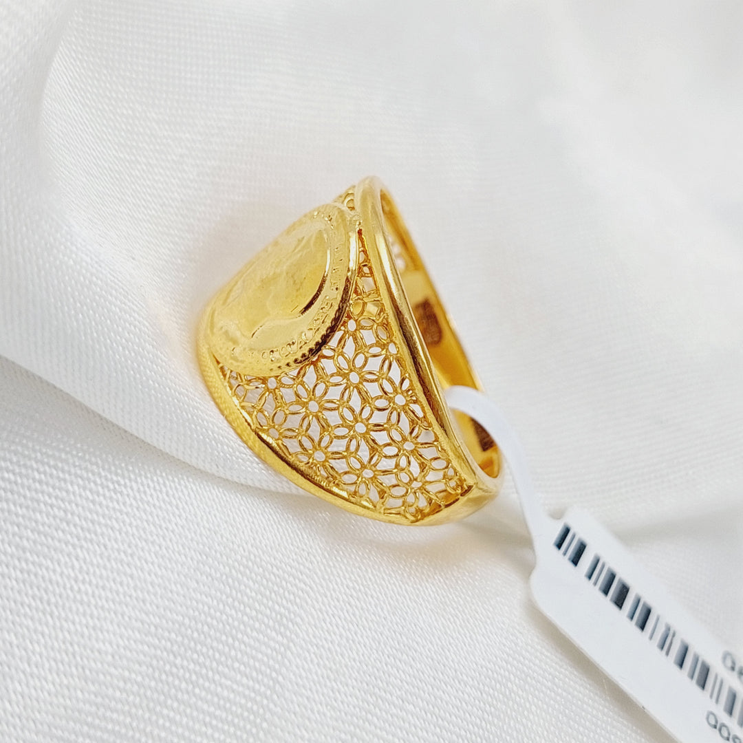 21K Gold English Lira Ring by Saeed Jewelry - Image 3