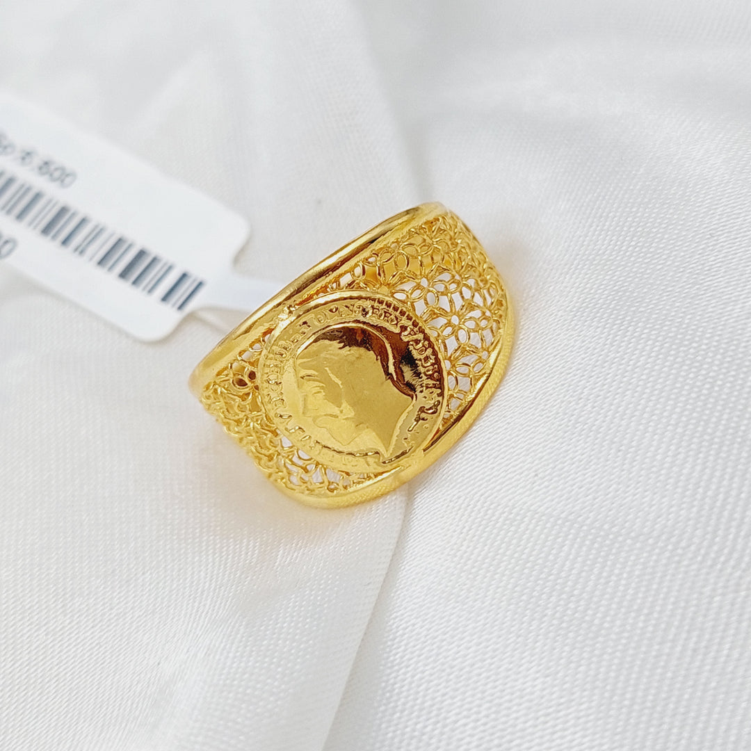 21K Gold English Lira Ring by Saeed Jewelry - Image 1