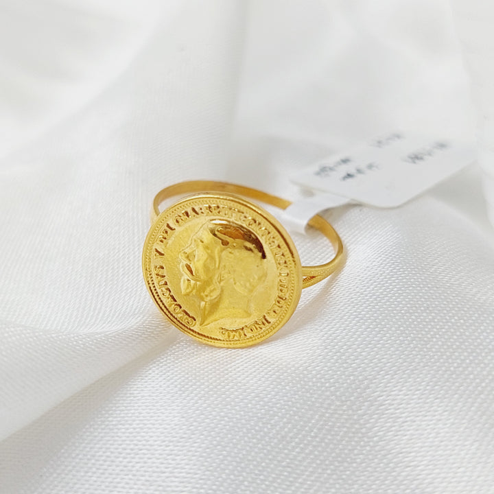 21K Gold English Lira Ring by Saeed Jewelry - Image 4