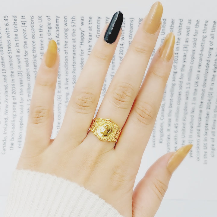 21K Gold English Lira Ring by Saeed Jewelry - Image 2