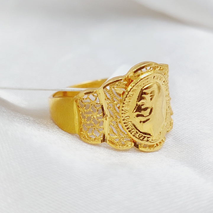 21K Gold English Lira Ring by Saeed Jewelry - Image 7