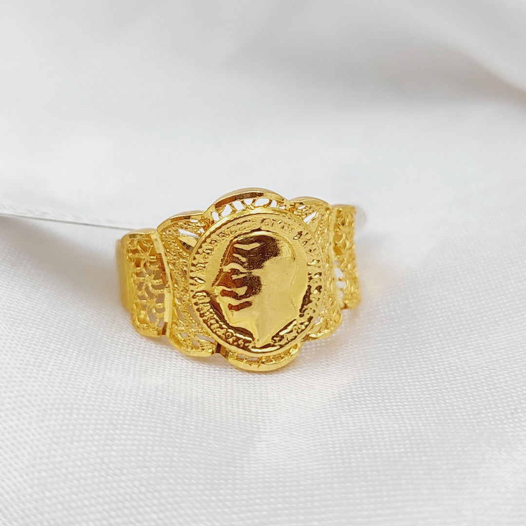 21K Gold English Lira Ring by Saeed Jewelry - Image 4