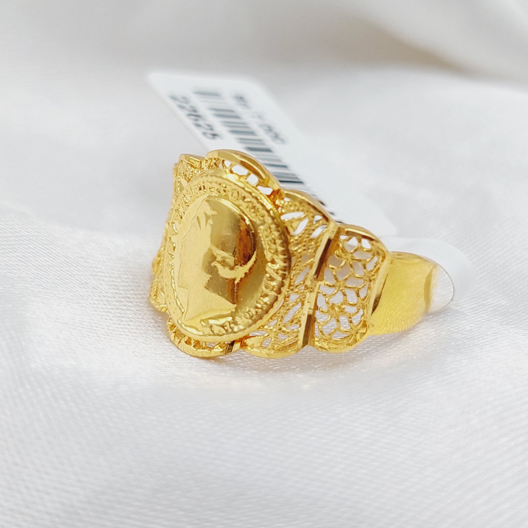 21K Gold English Lira Ring by Saeed Jewelry - Image 3