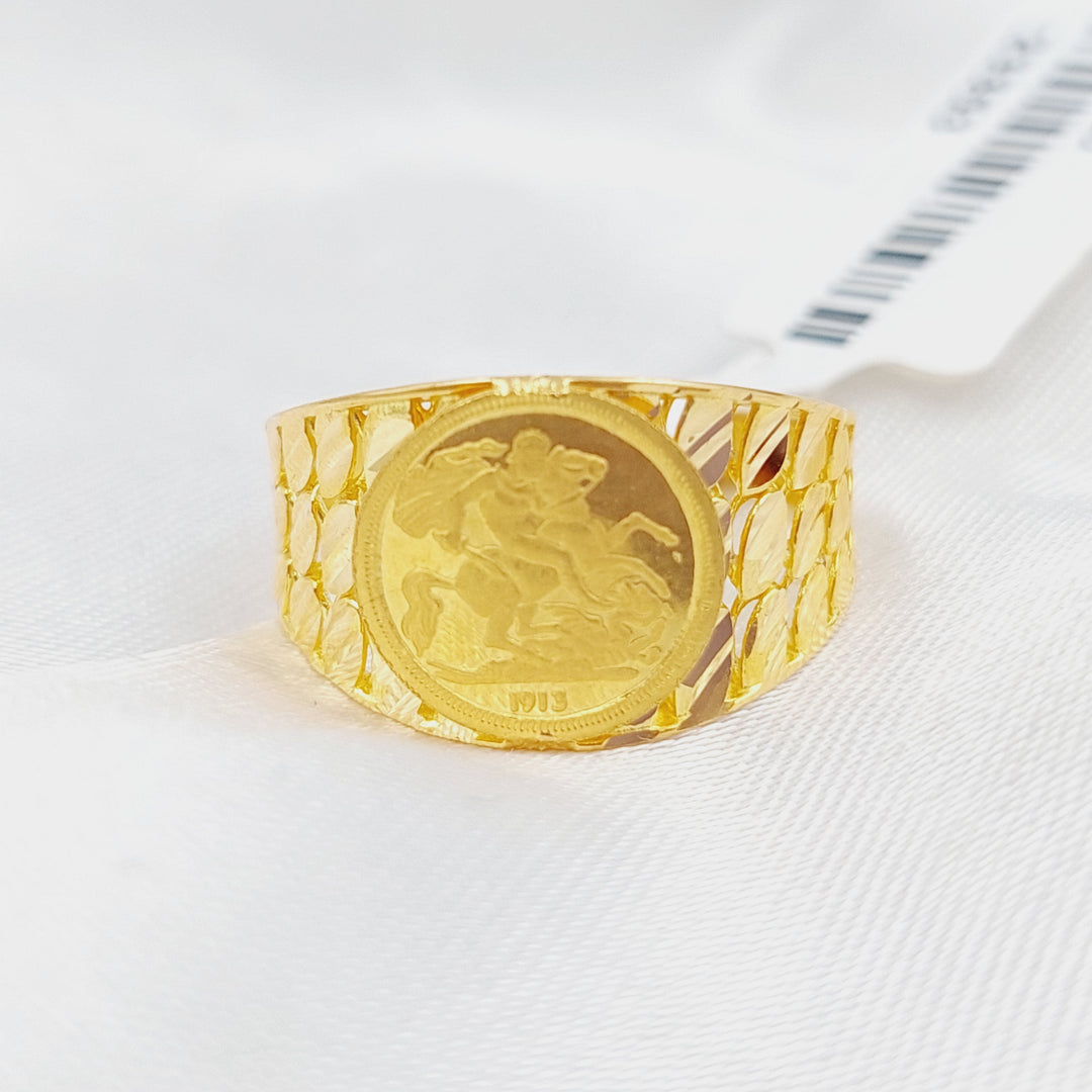 21K Gold English Lira Ring by Saeed Jewelry - Image 3