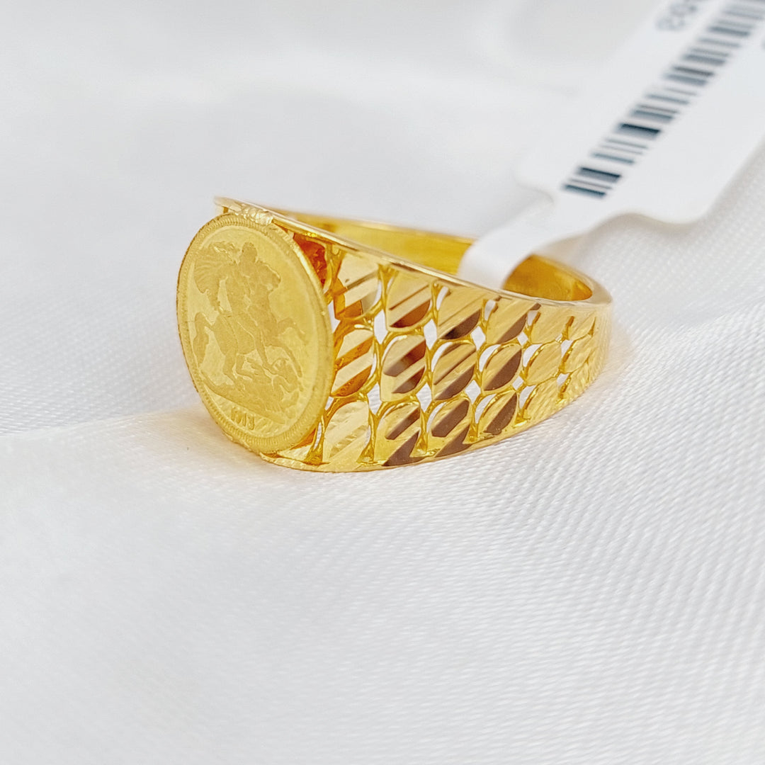 21K Gold English Lira Ring by Saeed Jewelry - Image 4