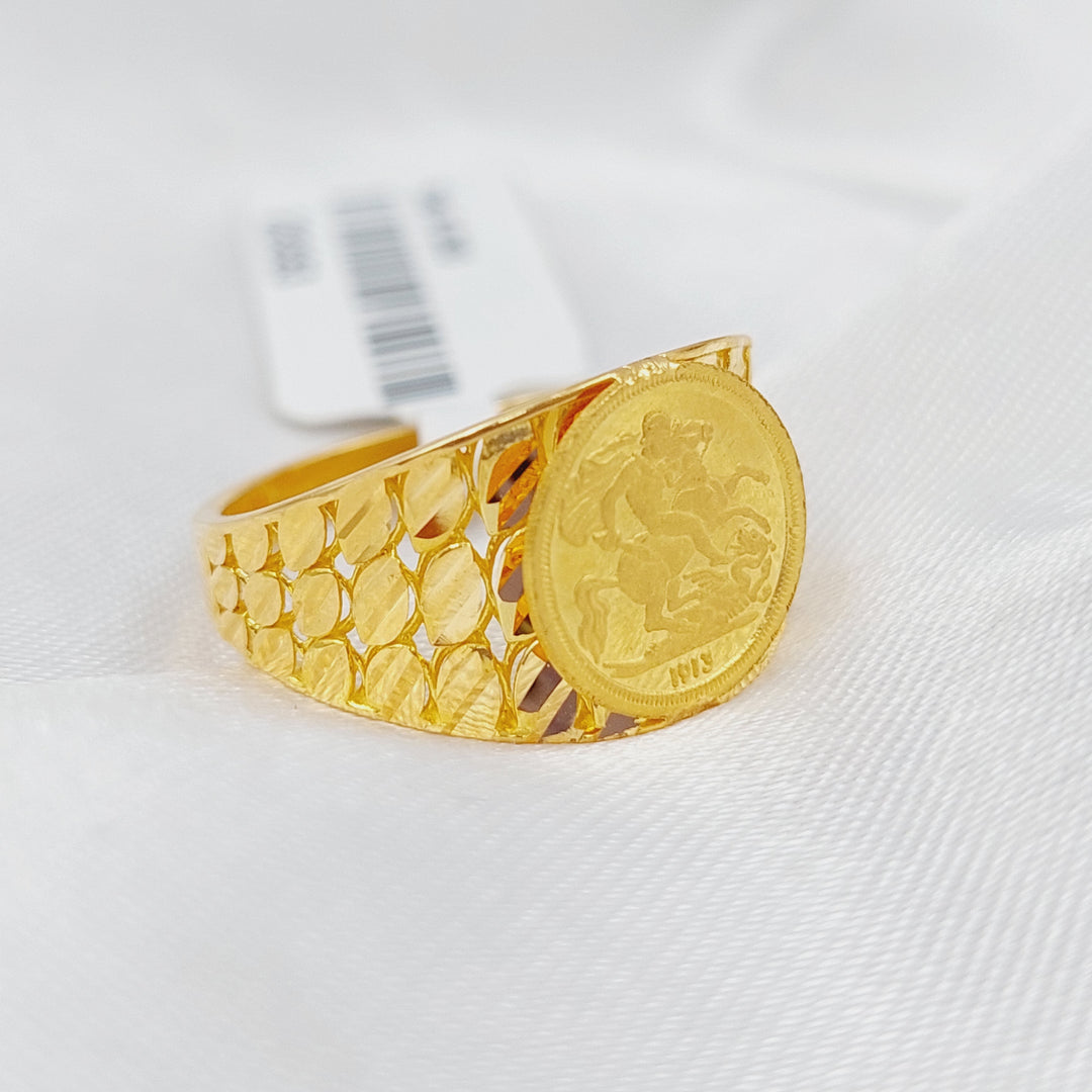 21K Gold English Lira Ring by Saeed Jewelry - Image 1