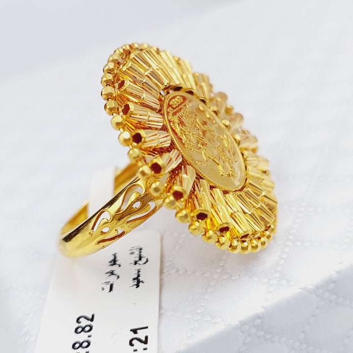 21K Gold English Lira Ring by Saeed Jewelry - Image 3