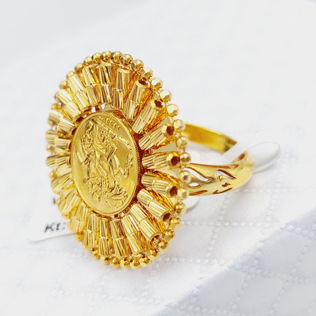 21K Gold English Lira Ring by Saeed Jewelry - Image 4