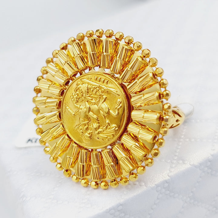 21K Gold English Lira Ring by Saeed Jewelry - Image 1