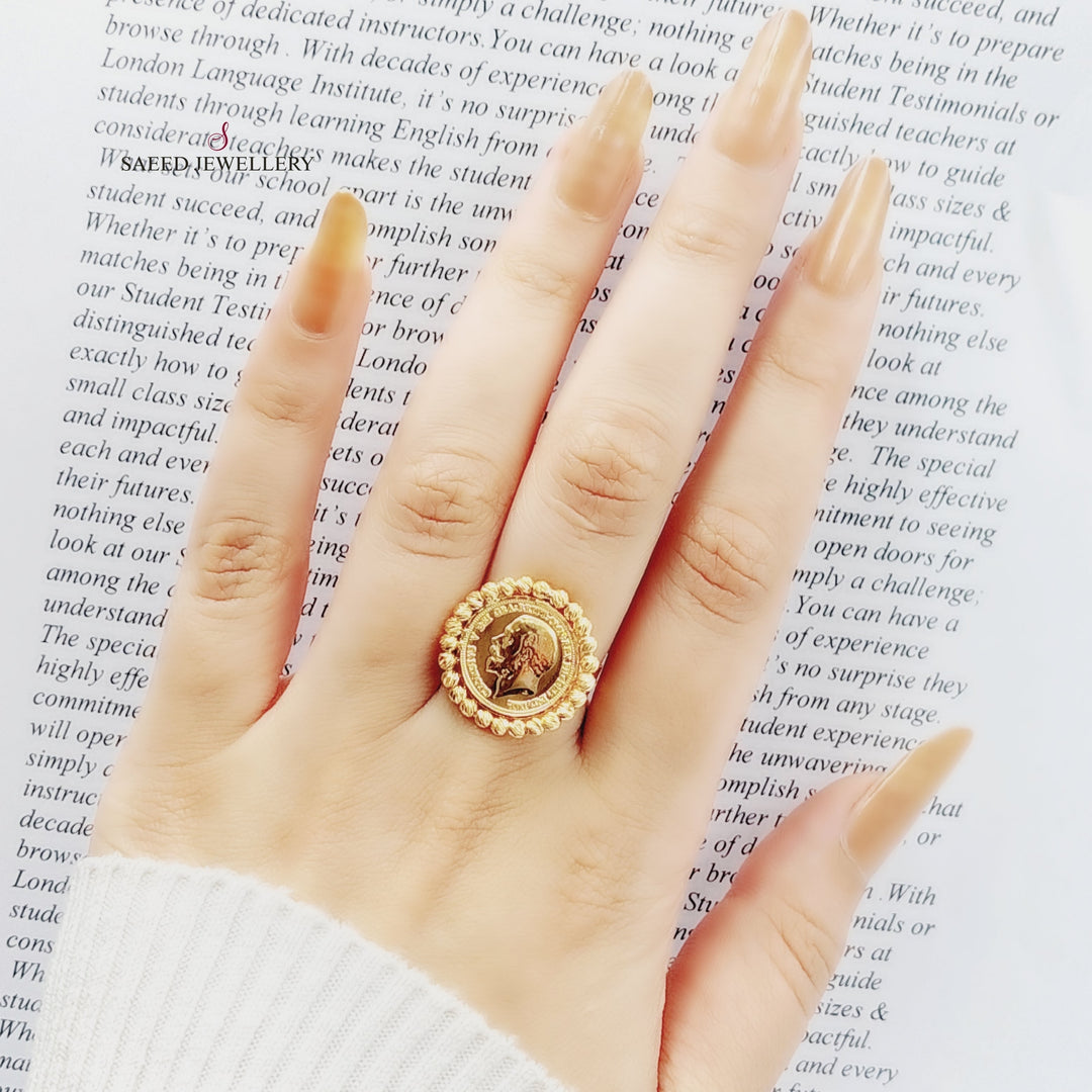 21K Gold English Lira Ring by Saeed Jewelry - Image 2