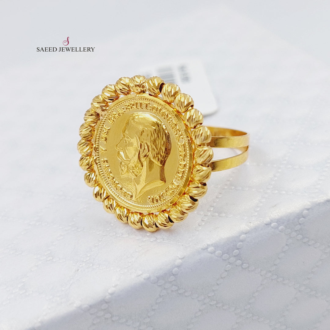 21K Gold English Lira Ring by Saeed Jewelry - Image 1