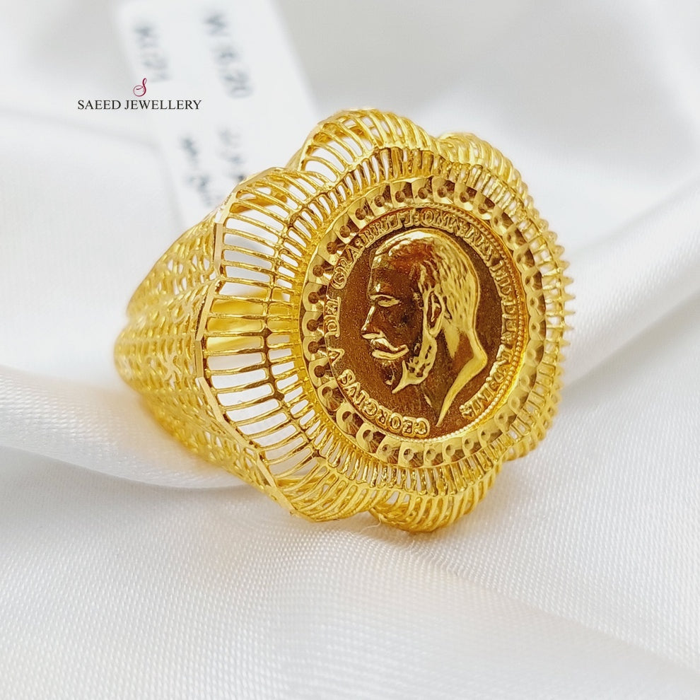 21K Gold English Lira Ring by Saeed Jewelry - Image 5