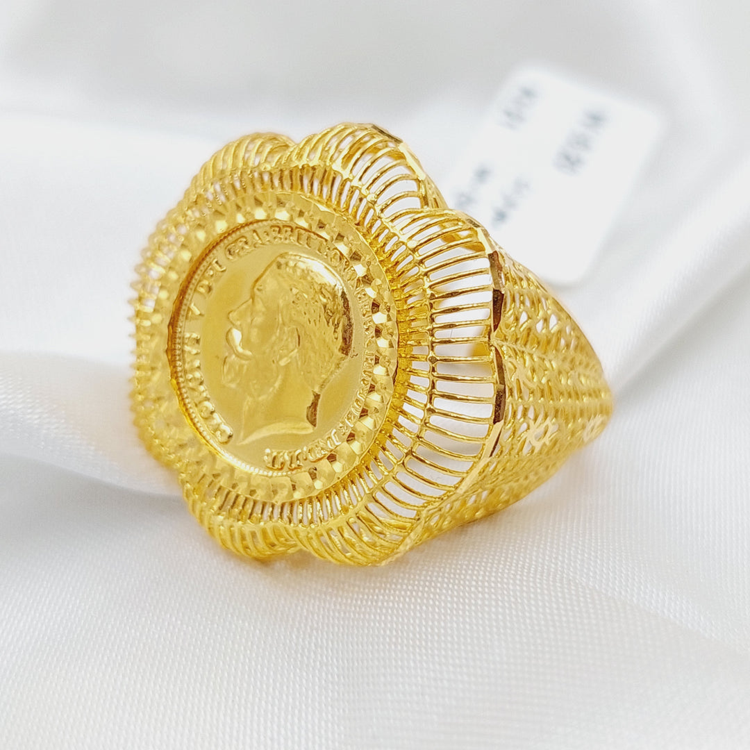 21K Gold English Lira Ring by Saeed Jewelry - Image 1