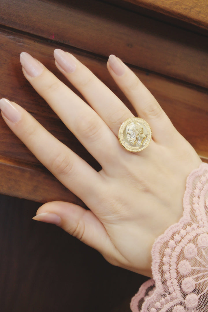 21K Gold English Lira Ring by Saeed Jewelry - Image 4