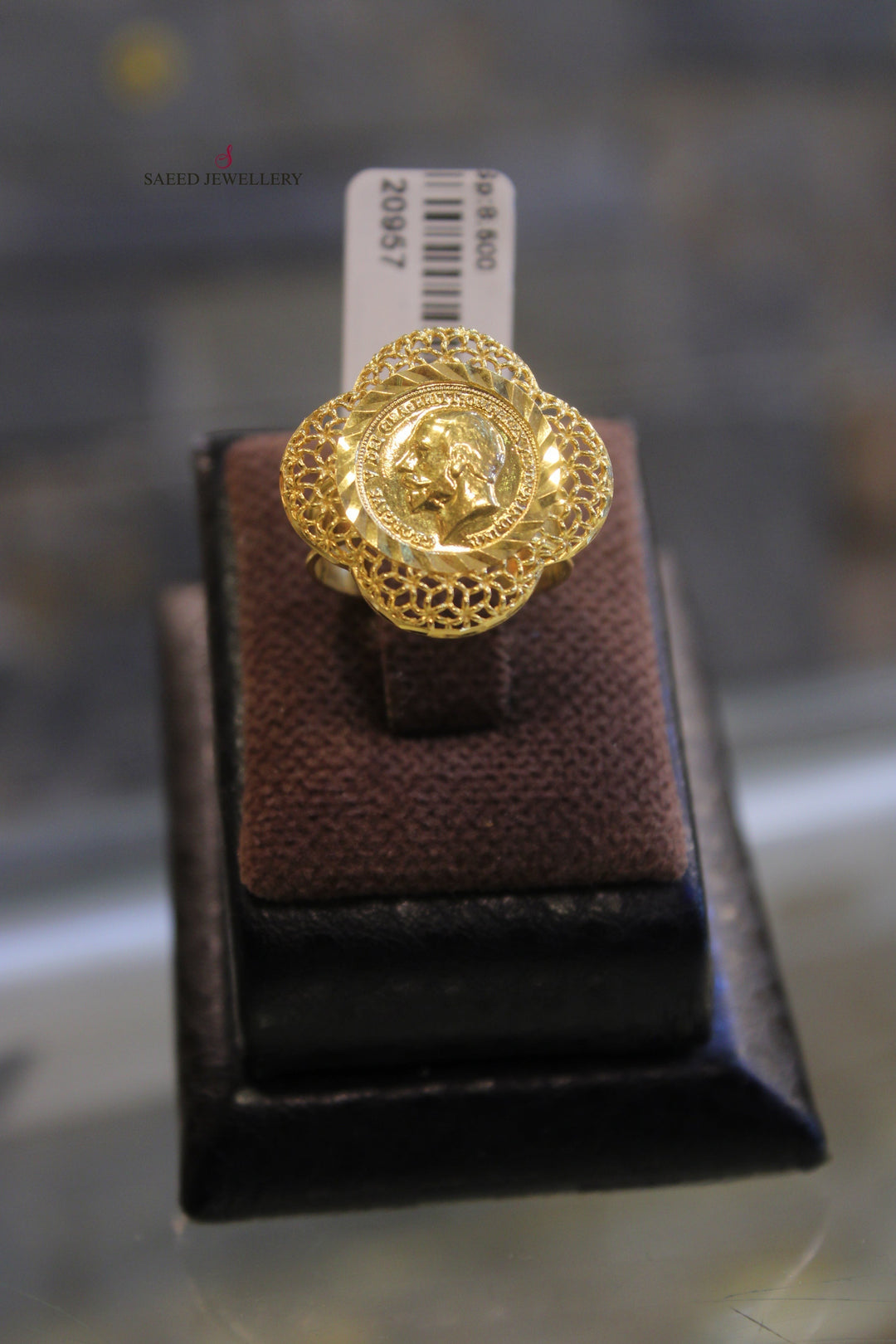 21K Gold English Lira Ring by Saeed Jewelry - Image 1