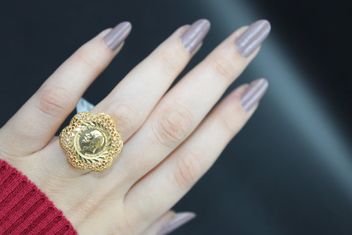 21K Gold English Lira lira Ring by Saeed Jewelry - Image 3