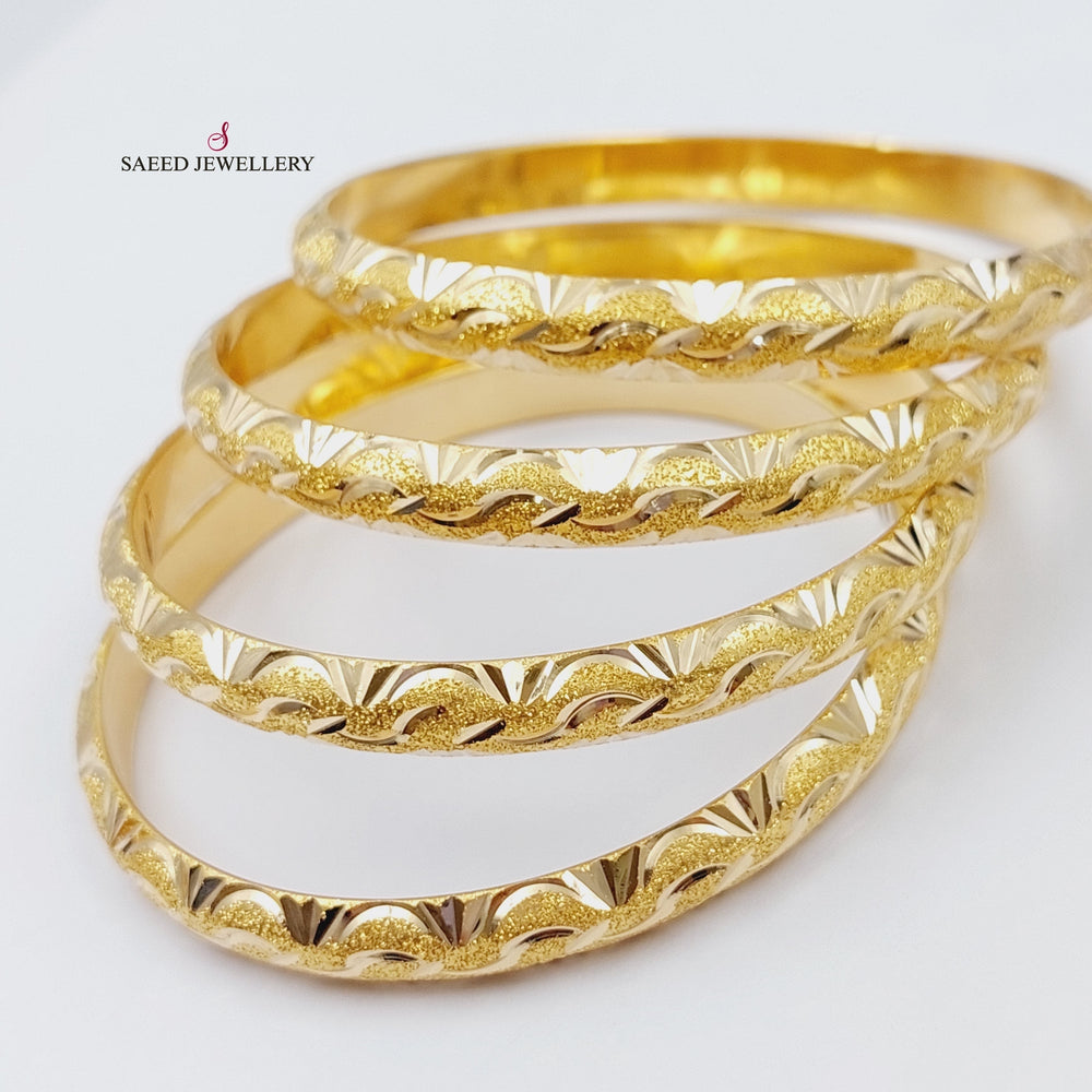 21K Gold Engraved Bangle by Saeed Jewelry - Image 2