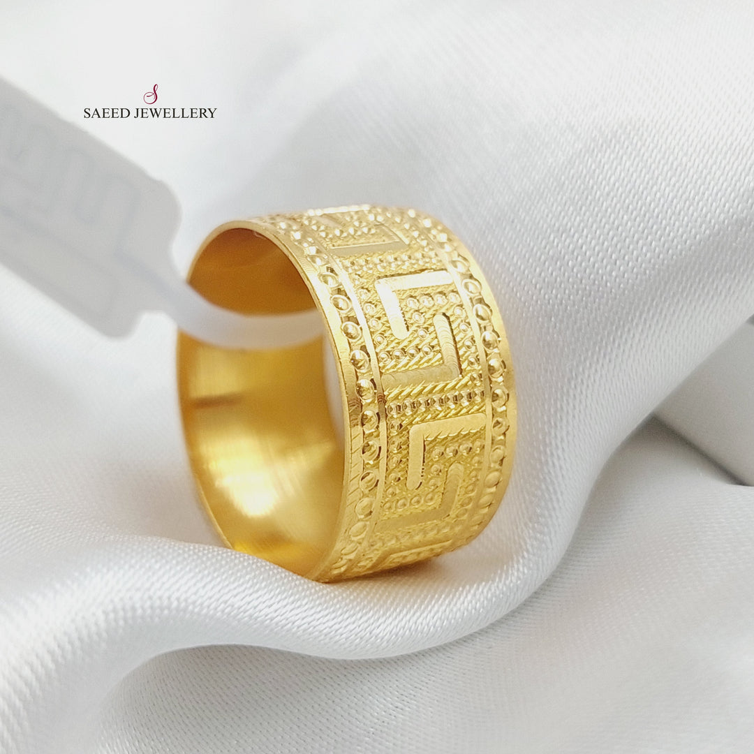 21K Gold Engraved Wedding Ring by Saeed Jewelry - Image 6