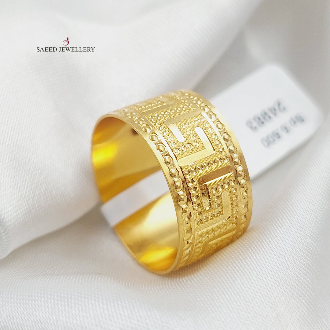 21K Gold Engraved Wedding Ring by Saeed Jewelry - Image 6