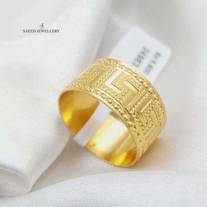 21K Gold Engraved Wedding Ring by Saeed Jewelry - Image 2