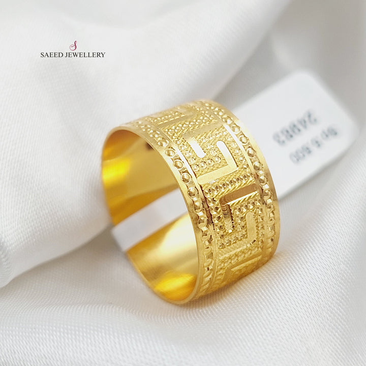 21K Gold Engraved Wedding Ring by Saeed Jewelry - Image 4