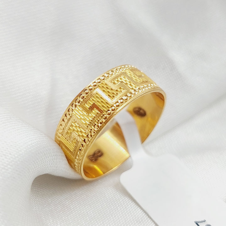 21K Gold Engraved Wedding Ring by Saeed Jewelry - Image 3