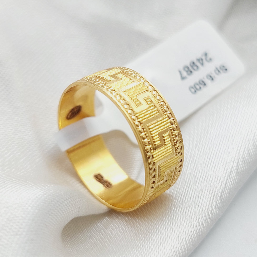 21K Gold Engraved Wedding Ring by Saeed Jewelry - Image 7