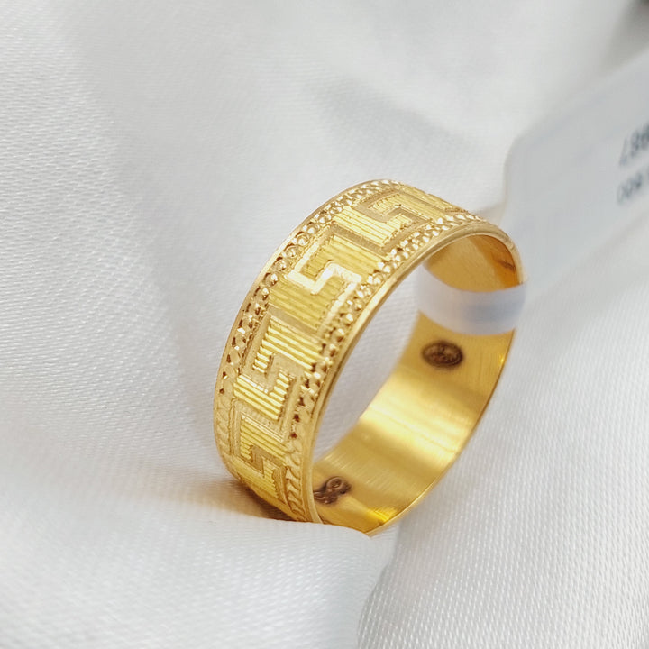 21K Gold Engraved Wedding Ring by Saeed Jewelry - Image 1