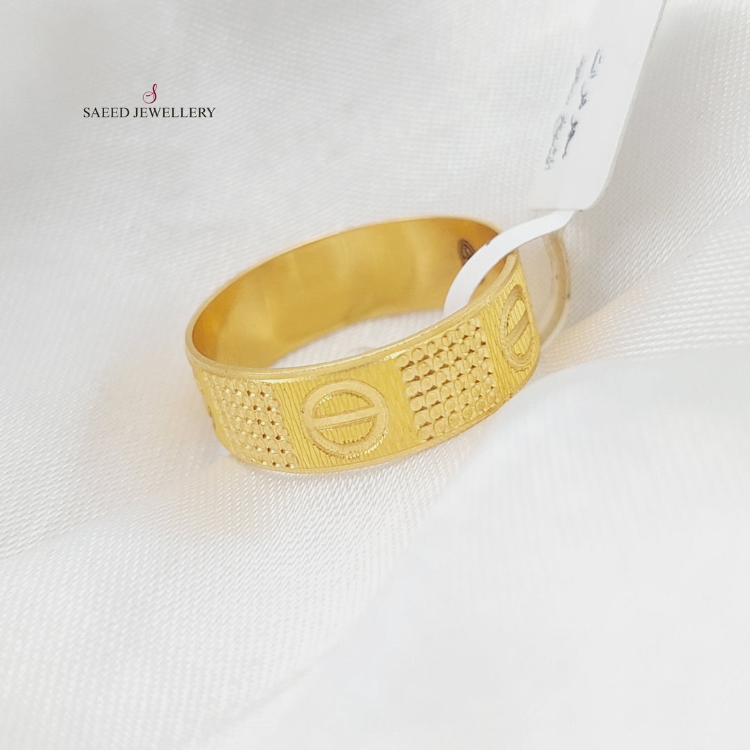 21K Gold Engraved Wedding Ring by Saeed Jewelry - Image 3