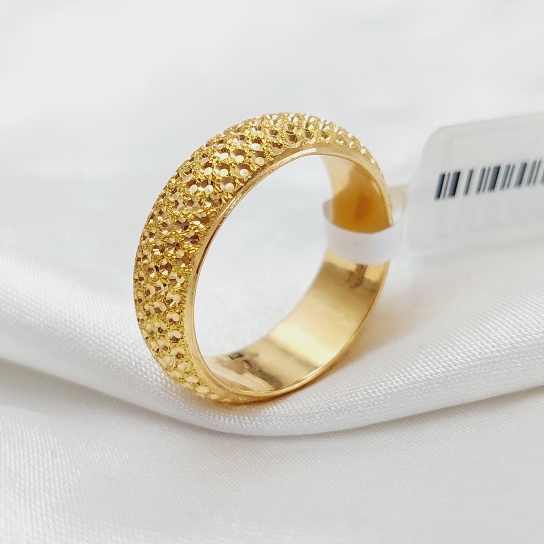 21K Gold Engraved Wedding Ring by Saeed Jewelry - Image 3